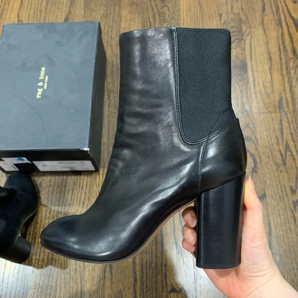 New Rag & Bone Black Agnes Leather Boots Women’s Size 35 - Picture 12 of 16